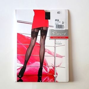 Fiore. AVILA.patterned tights. Size M. Black